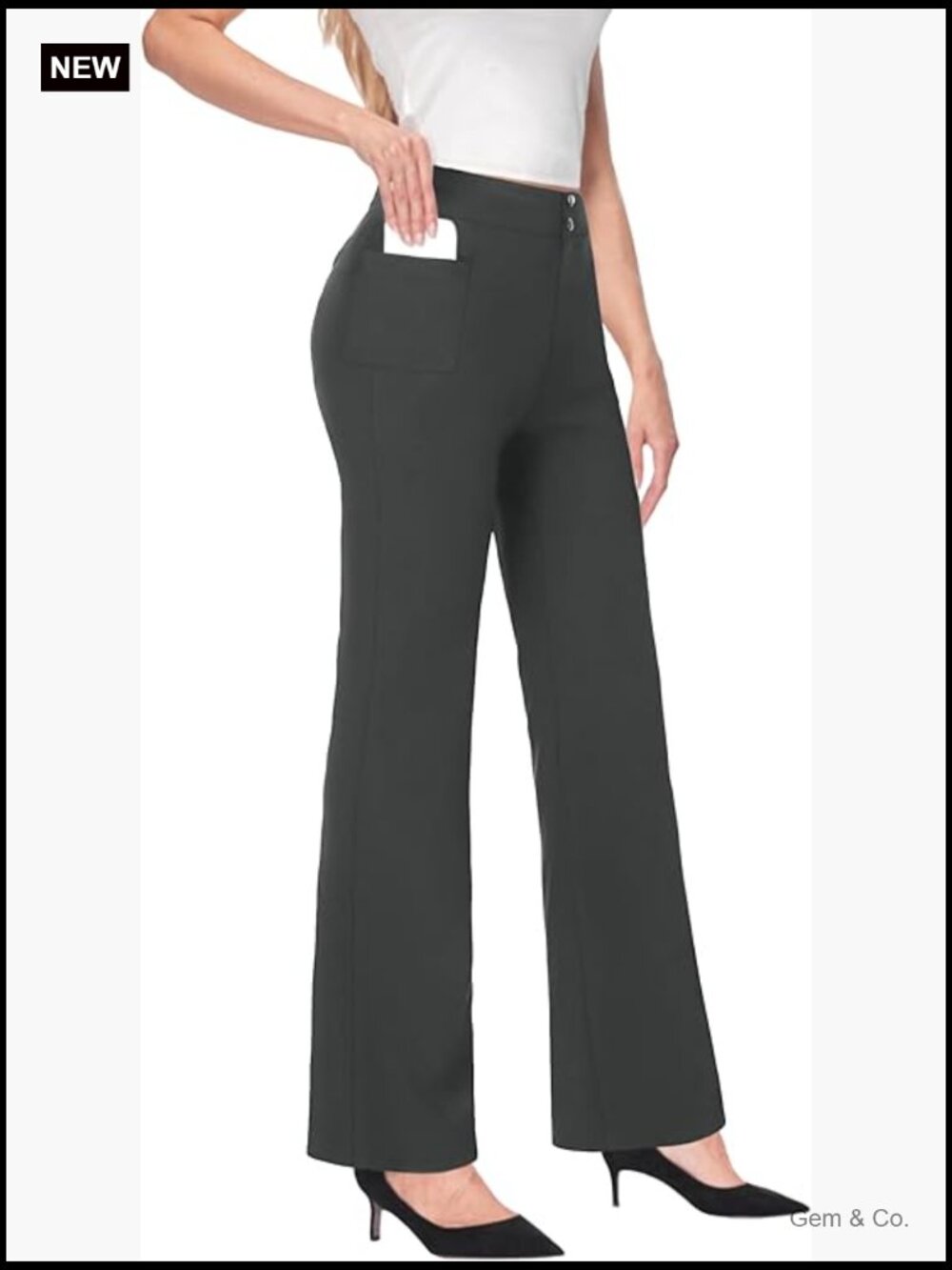 High Waist Bootcut Work Pants with Pockets Stretchy Business Slacks